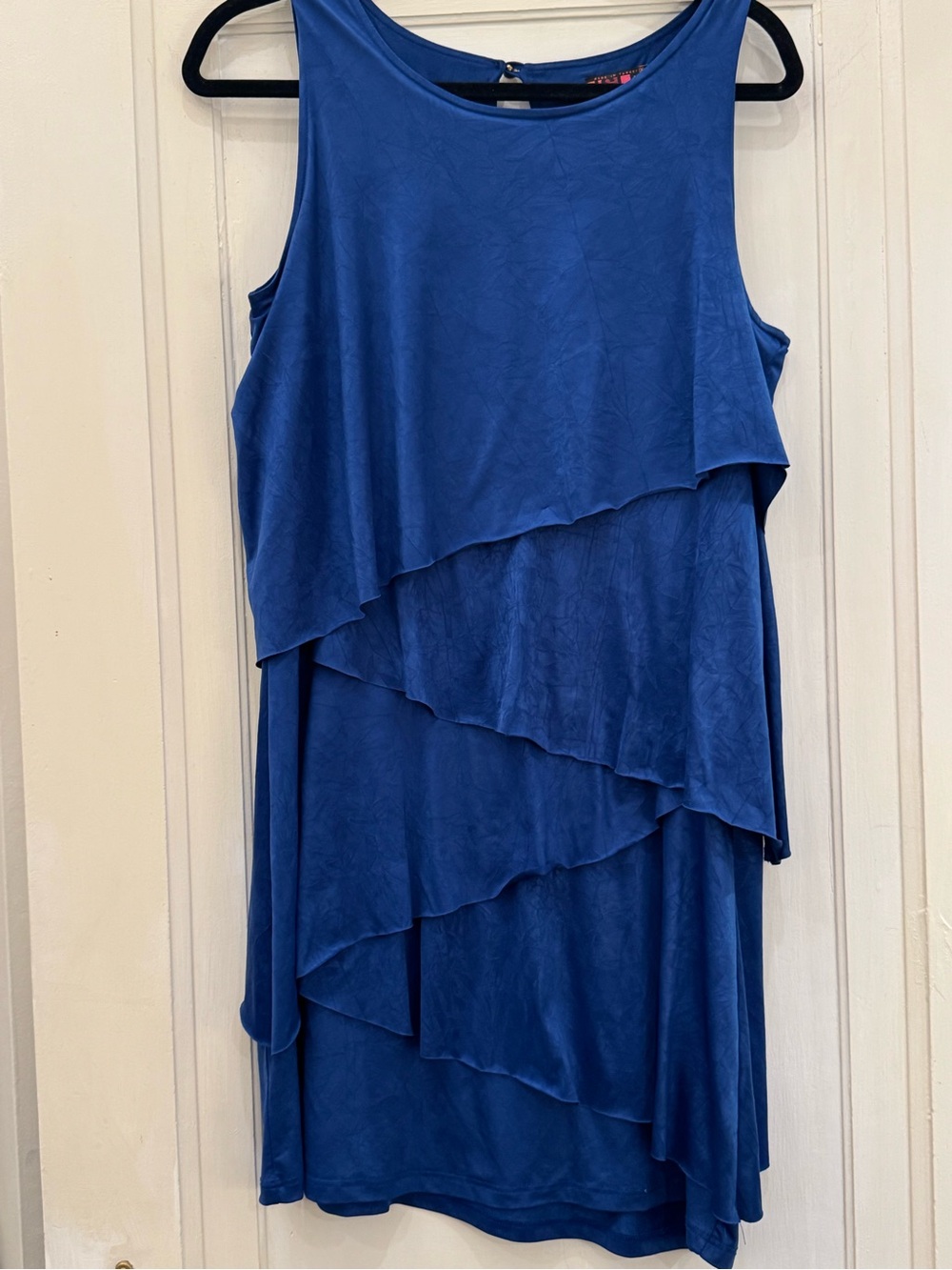 Sleeveless Royal Blue Layered Tier Dress - Women's Elegant Shift